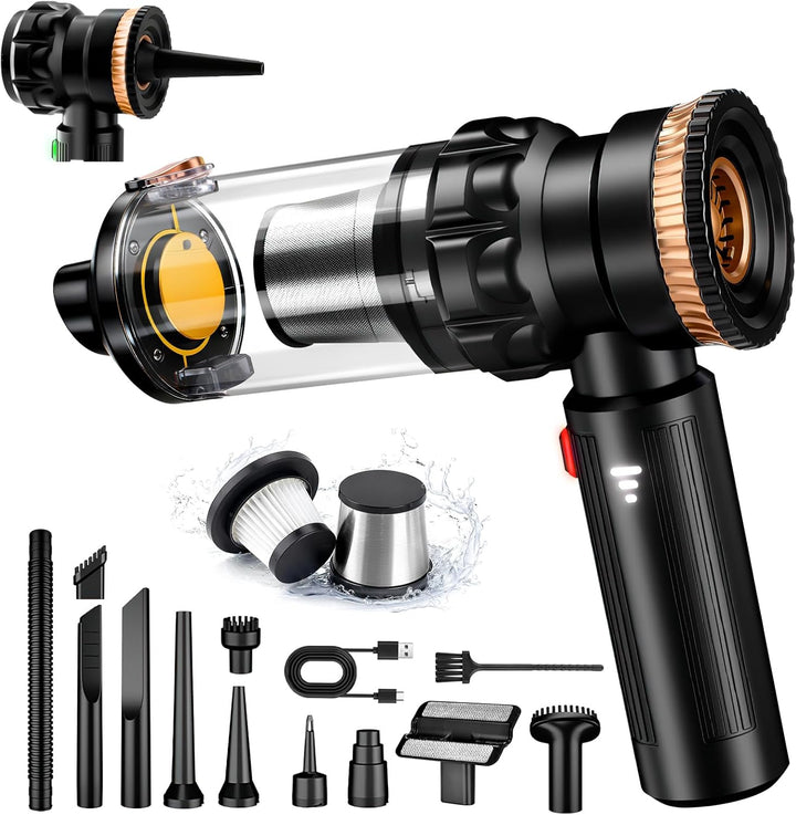 Handstaubsauger Auto, 4-in-1 Handstaubsauger Akku Kabellos, 28000Pa Autostaubsauger, 3-Gang Auto Min