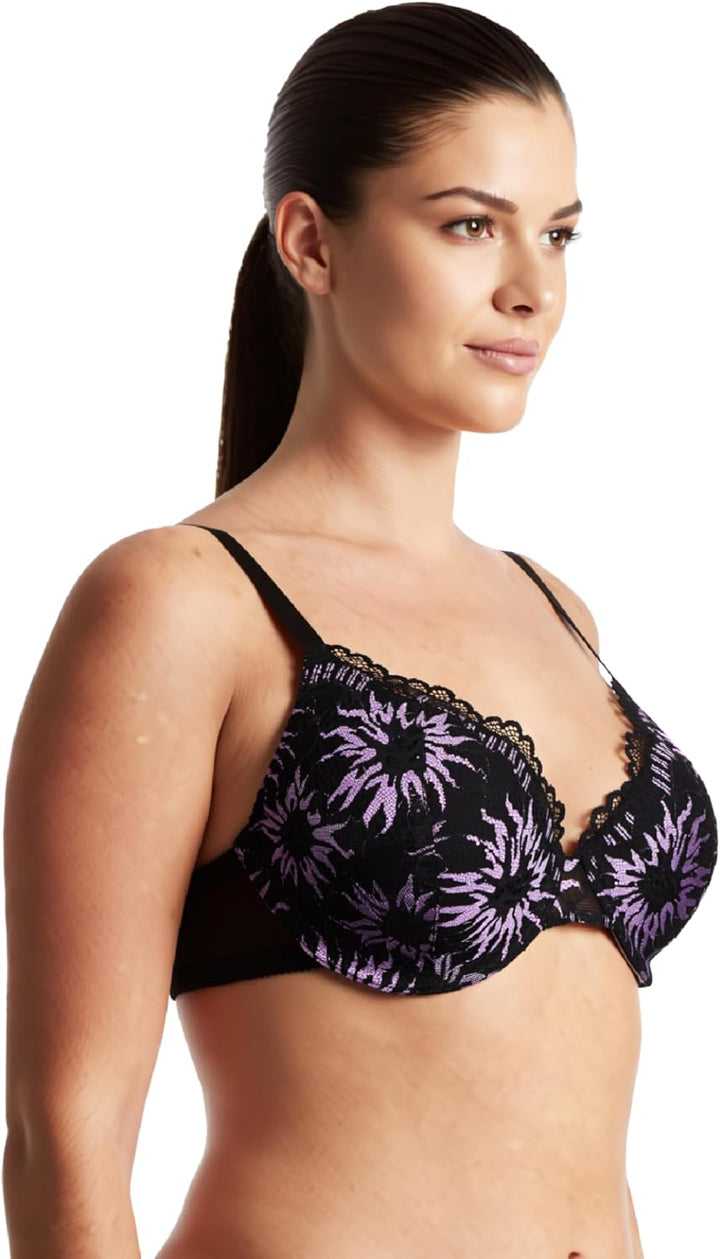 Curve Muse Damen Leicht gepolstert in Übergrösse Vollständige Abdeckung Bügel Spitzen-BH-2PK 70F Lav