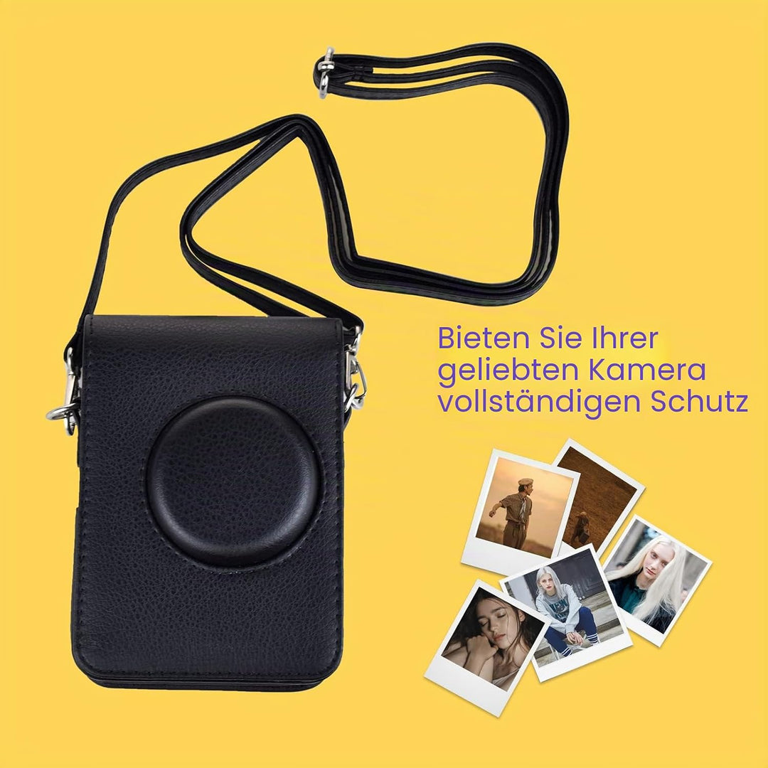 Rieibi Mini EVO Kameratasche, Vintage PU Leder Hülle Schutzhülle für Fujifilm Instax Mini EVO Sofort