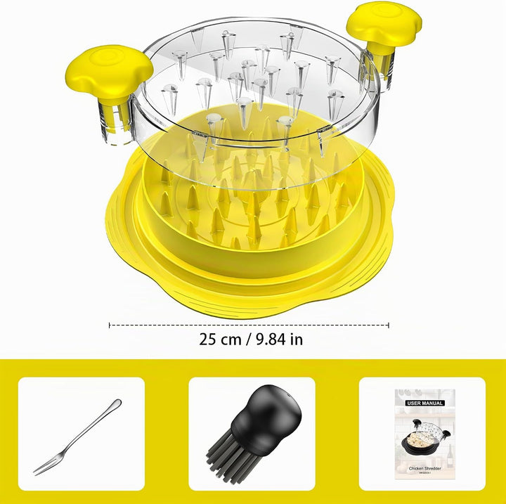 Hähnchen Zerkleinerer 25.5cm Grosser Sichtbar Hühnerbrust Schredder Werkzeug Twist mit Bürste und Ga
