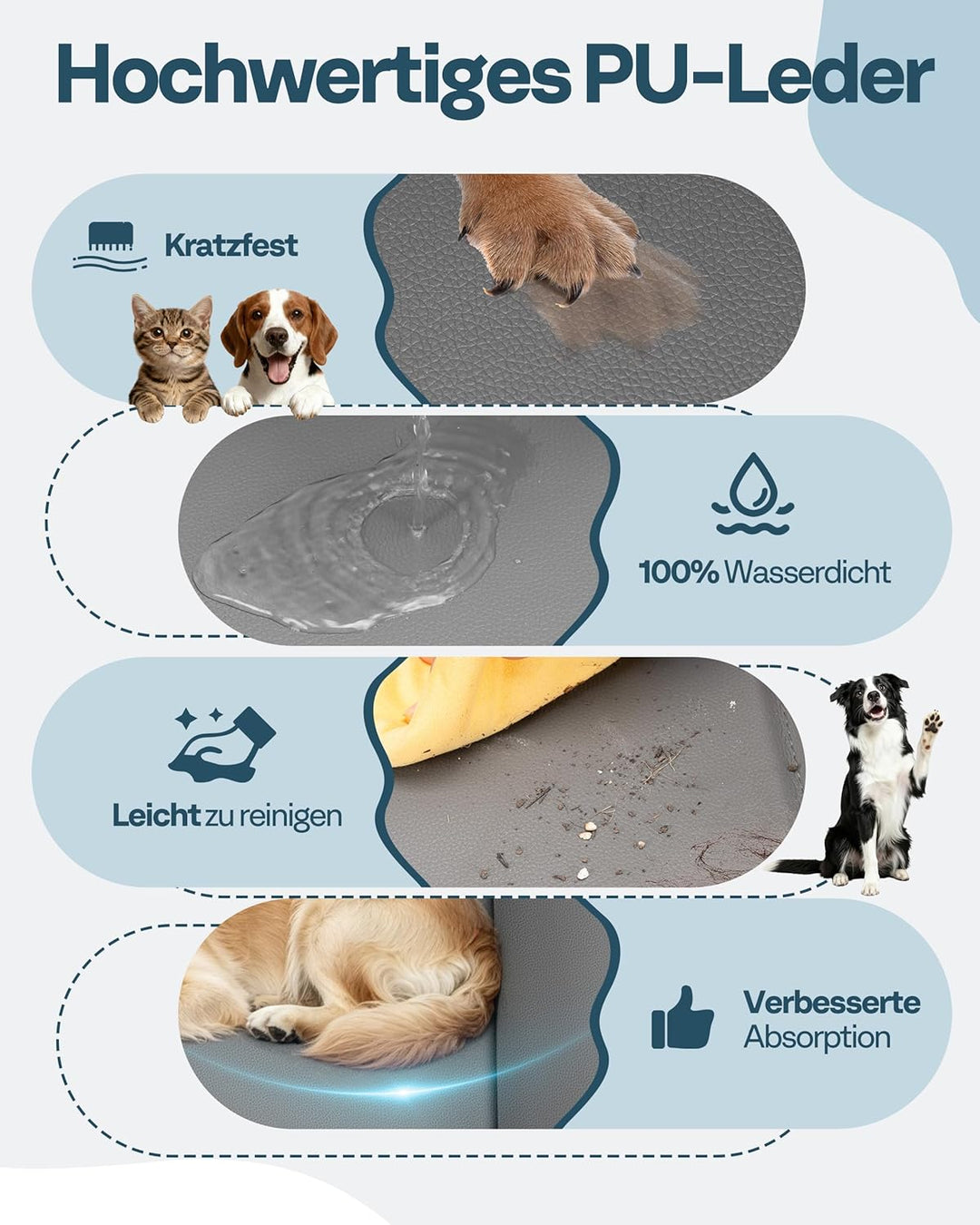 Hundedecke für Auto Rückbank Hundesitzbezug mit Harter Unterseite inkl. Seitenschutz und Sichtfenste
