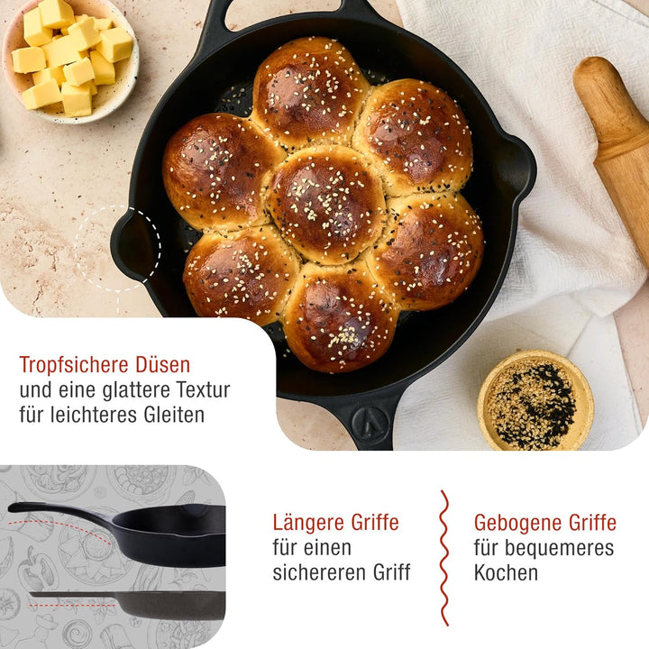 VICTORIA Bratpfanne Gusseisenpfanne Eingebrannte, Induction 20cm Geeignet für Feuer, Grill, Backofen