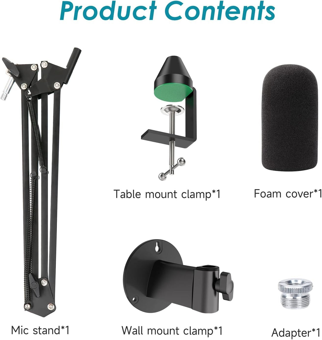 YOUSHARES Mikrofon Arm, Mikrofonarm HyperX QuadCast, Mikrofon Wandhalterung, Metall Tisch Mounting K