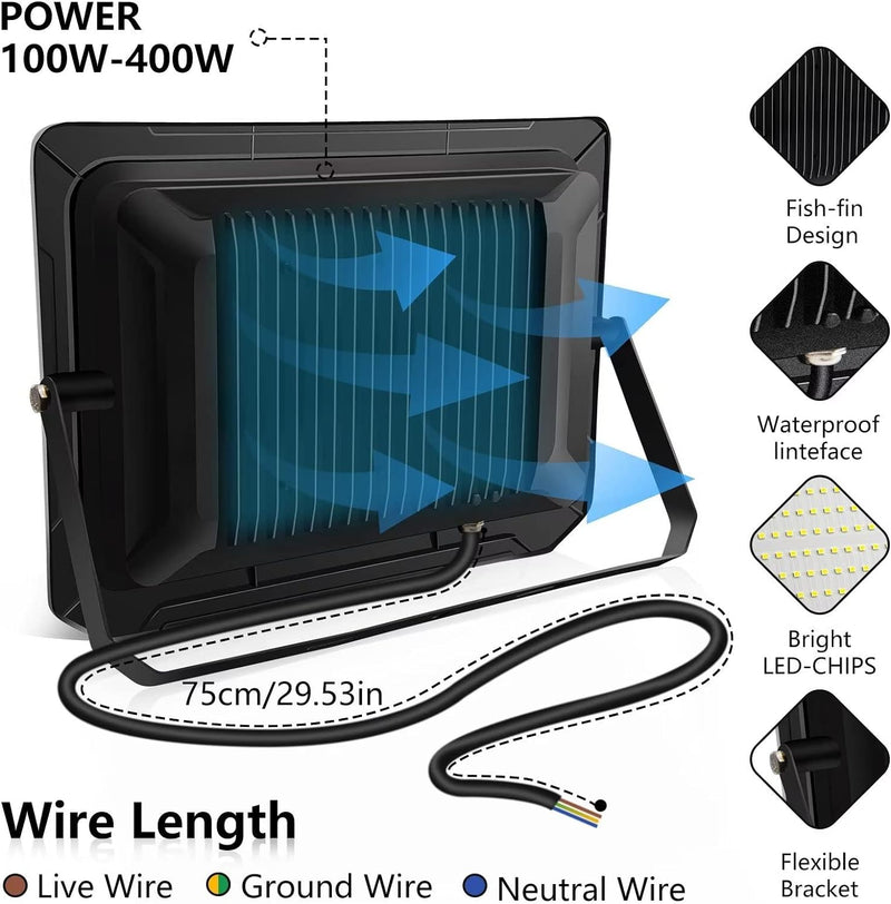 loyal 10er 300W 30000LM LED Strahler Aussen, 6000K Kaltweiss LED Fluter Flutlicht, IP65 Wasserdicht