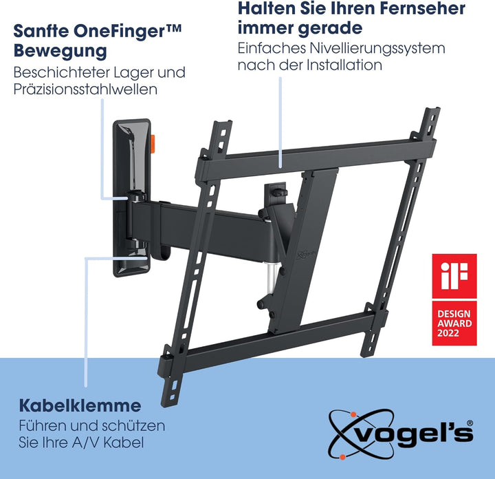 Vogel's Comfort TVM 3425 Schwenkbare TV-Wandhalterung für 32-65 Zoll Fernseher, Max. 25 kg, Schwenkb