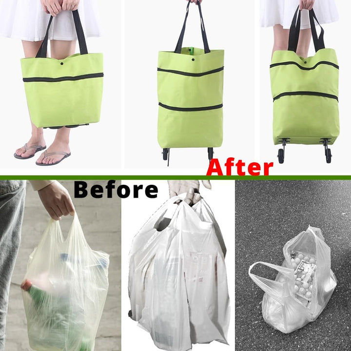 Faltbare Tasche mit Rollen | Faltbarer Einkaufstrolley | Multifunktionale Einkaufstasche mit Rollen