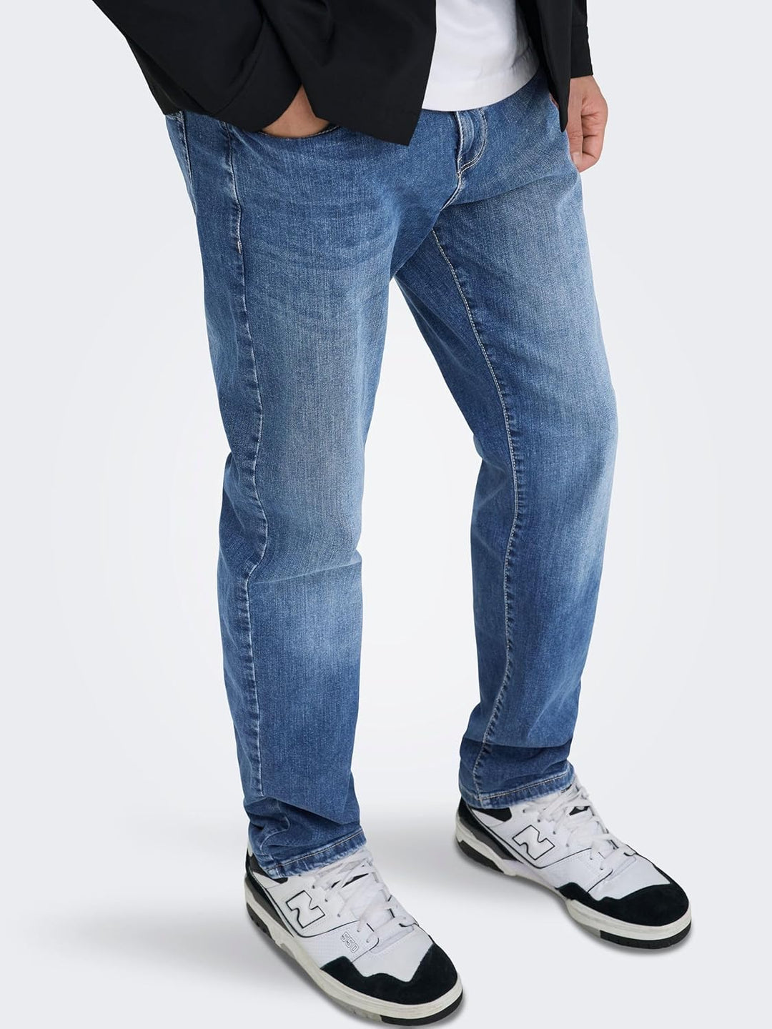 ONLY & SONS Male Slim Fit Jeans ONSWEFT Mittlere Taille Normal geschnitten Jeans 27W / 32L Medium Bl