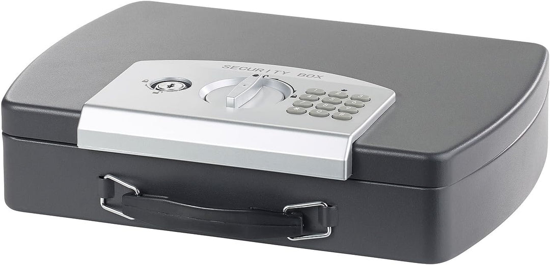 Xcase Geldkassette: Geld- &amp; Dokumentenkassette, Stahl, Elektronik-Schloss, A4, Stahlkabel (Geldkaset