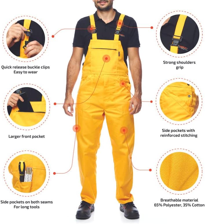Mazalat Lange Latzhose mit Multifunktionstaschen Berufsbekleidung für Handwerker, Maurer, Dachdecker