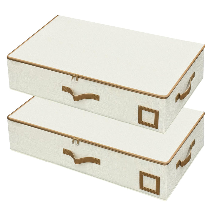 Gabbrielli Home & More Unterbett-Aufbewahrungsbox 2er Set – 1200D Leinen, faltbar & stabil, Deckel,