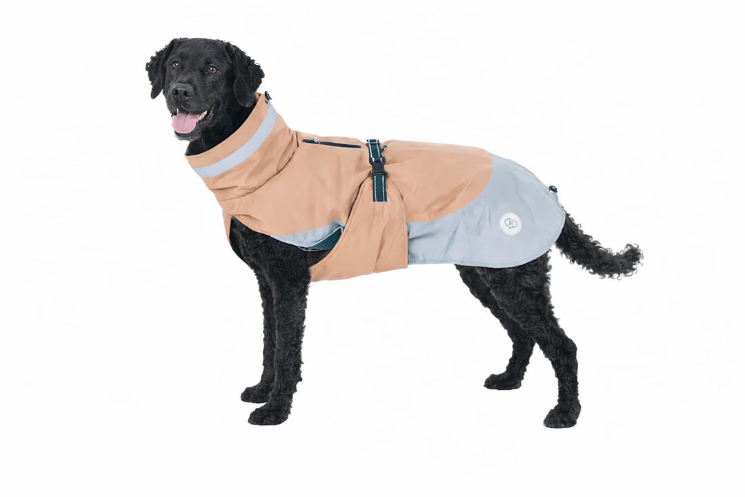 Bloom Hundemantel Warm Taupe 55 cm – Wasserdichter, windabweisender Hundemantel mit warmen Fleece-Fu