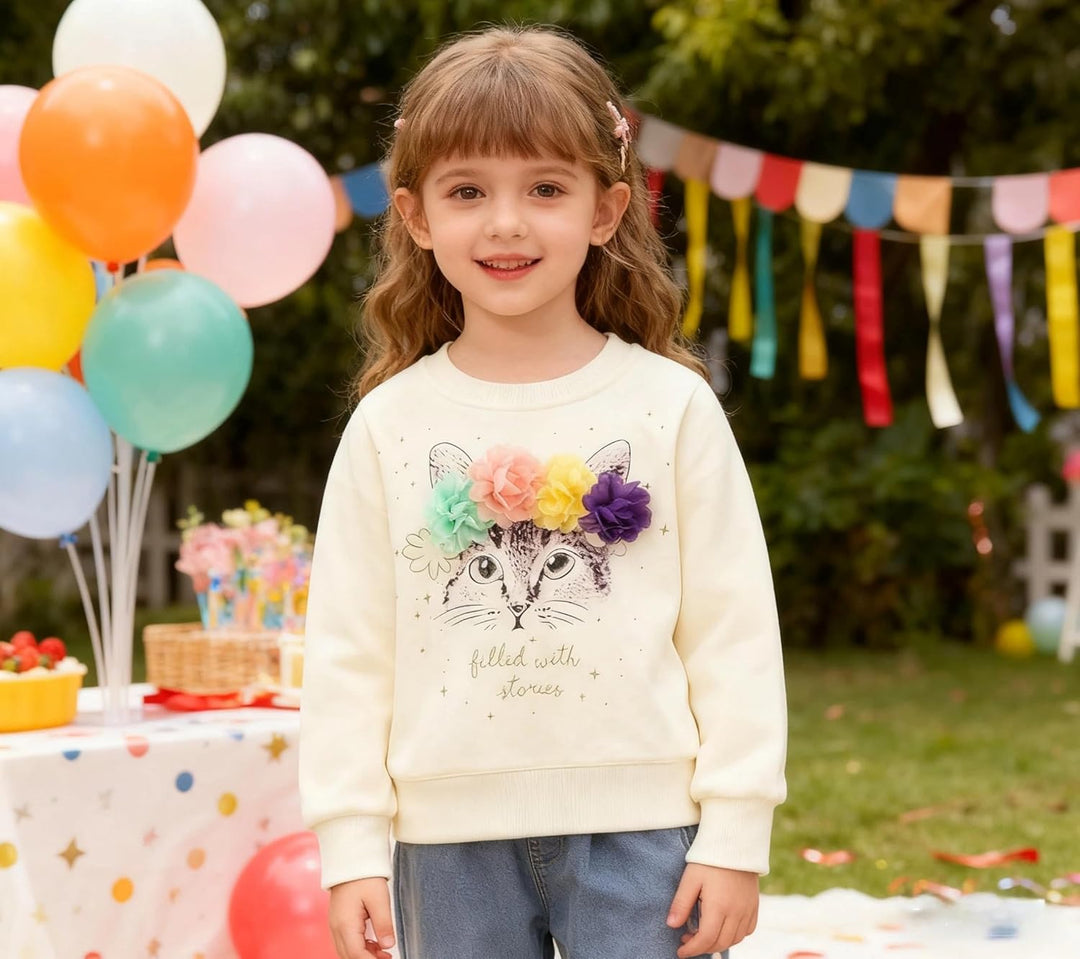 Codkkre Sweatshirt Mädchen Pullover für Kinder Süss Cartoon Sweater Mädchen Langarmshirts aus Baumwo