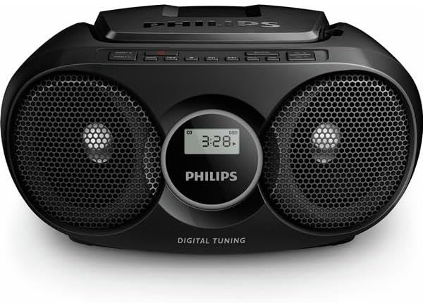 Philips Audio AZ215B/12 CD-Soundmachine (Digital UKW, Audioeingang, 3 Watt, leicht bedienbar) schwar