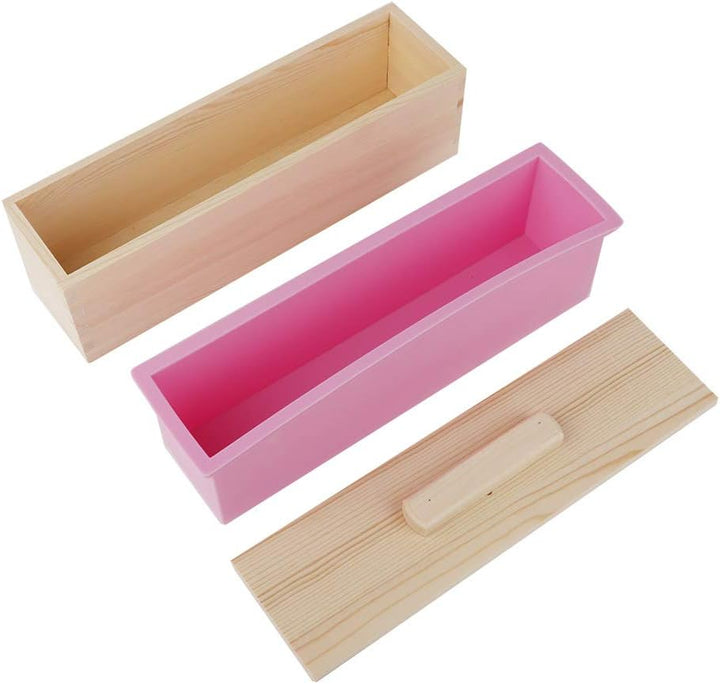 Seifenformen Silikon, 900ML DIY Seifen Silikonform Set, Seifenform mit Holzbox und Deckel, perfektes