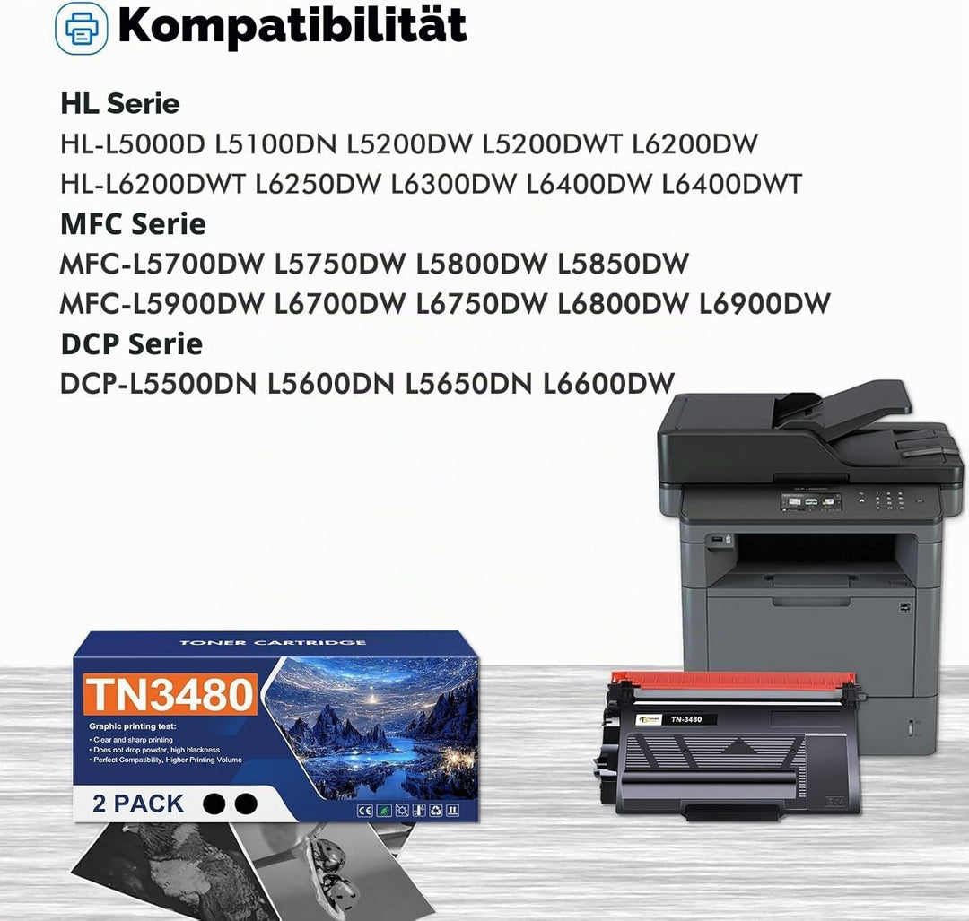 Toner Bank TN3480 Kompatible für Brother TN-3480 TN3480 TN-3430 TN3430 TN 3480 TN 3430 MFC-L5750DW H