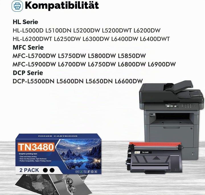 Toner Bank TN3480 Kompatible für Brother TN-3480 TN3480 TN-3430 TN3430 TN 3480 TN 3430 MFC-L5750DW H