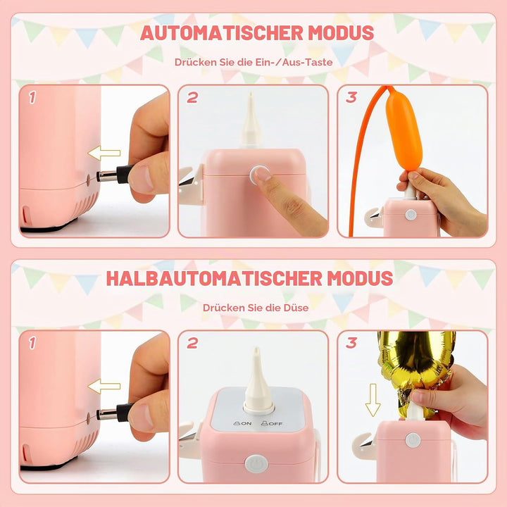 PlusFive Elektrische Ballonpumpe für Modellierballons, Tragbare Ballonpumpe Elektrisch Ball pumpe mi