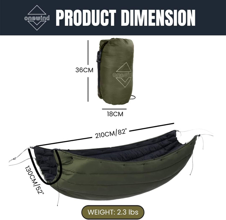 Onewind Hängematte Underquilt, volle Länge unter Decke mit Isolierung für Hängematte Camping,4 Jahre