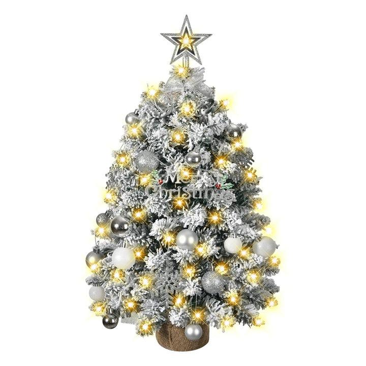60cm Kleiner Weihnachtsbaum mit Beleuchtung, Silber Weiss Künstlicher Weihnachtsbaum Klein mit LED B