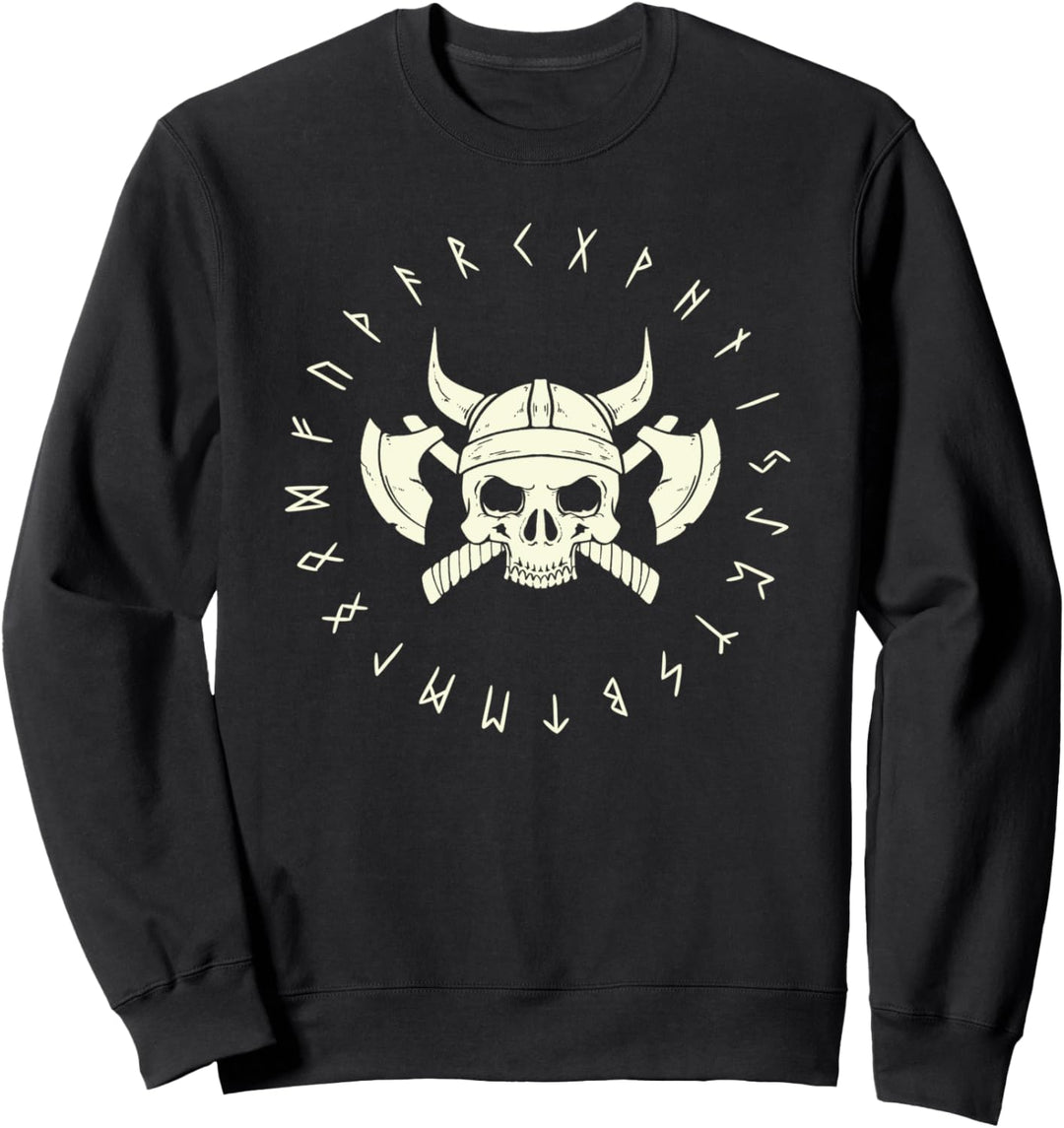 Nordischer Totenkopf Odin Valhalla Mythologie Wikinger Sweatshirt