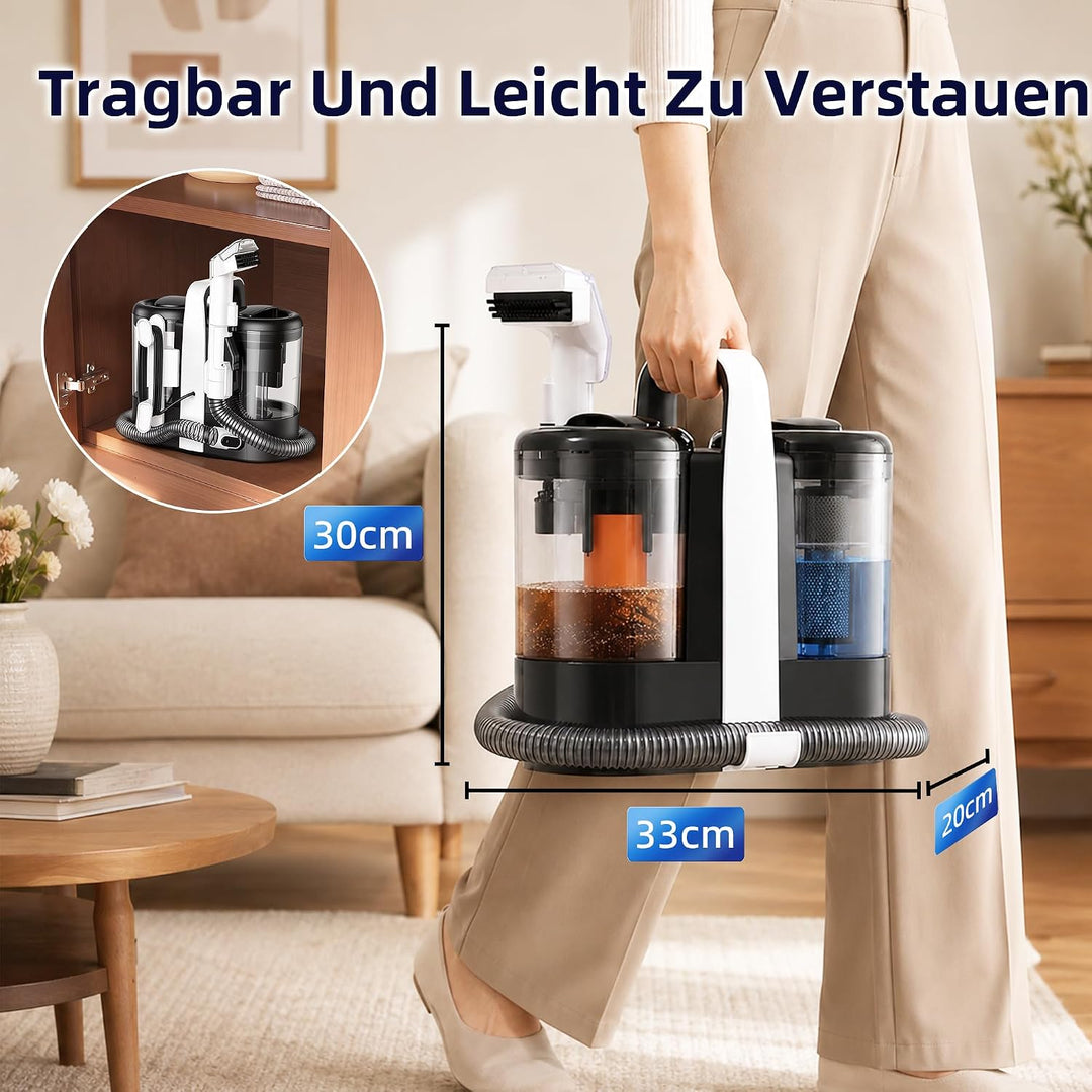 ICARE Nasssauger Polsterreiniger Gerät Teppichreiniger Waschsauger mit 600W | 22kPa Upgrade tragbare