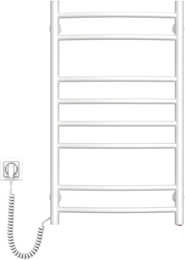 NAVIN Elektrischer Handtuchtrockner Camellia mit Druckknopf – Weiss (Weiss - Linkes, 480х800) Weiss