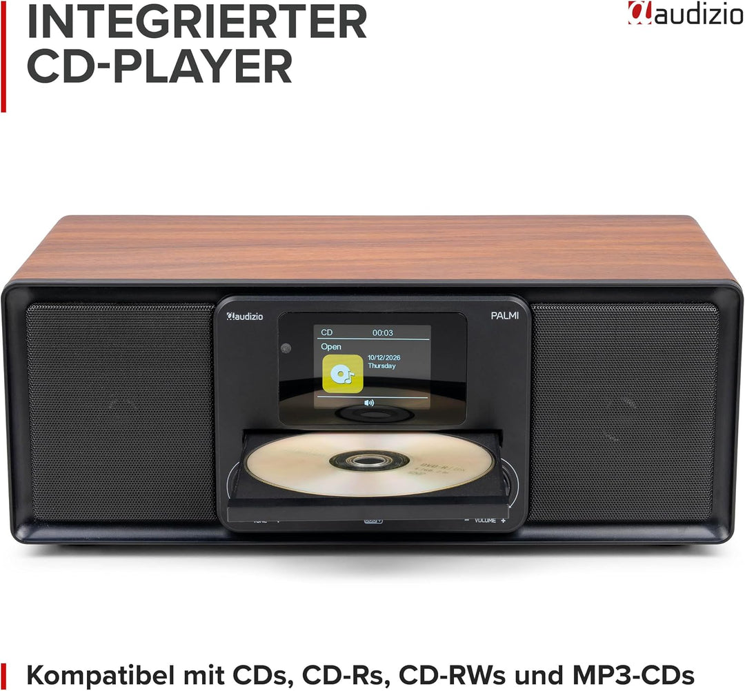 Audizio Palmi - DAB Radio mit CD Player - 60 Watt Stereoanlage mit Bluetooth 5.0, USB &amp; Equalizer, W