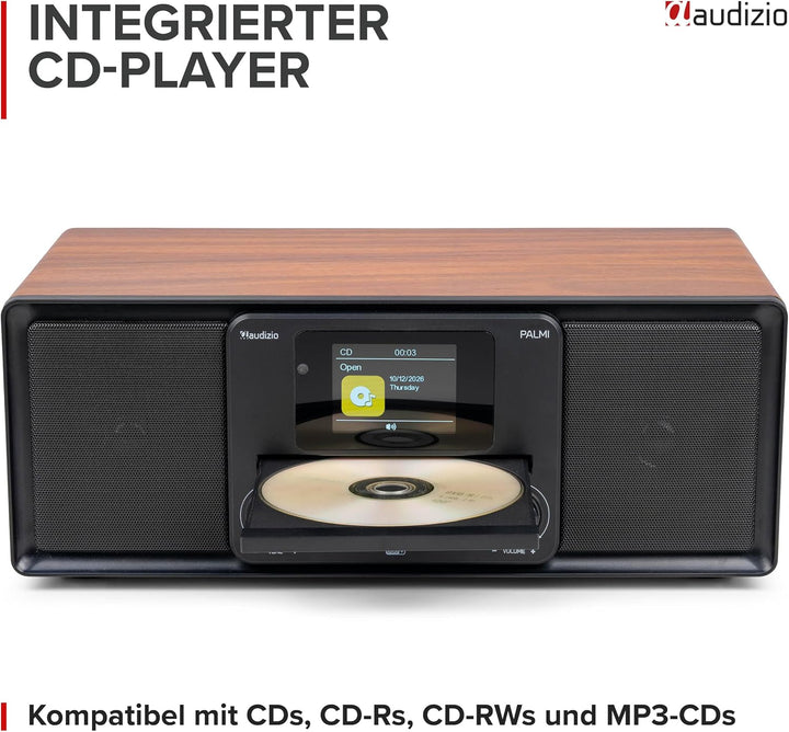 Audizio Palmi - DAB Radio mit CD Player - 60 Watt Stereoanlage mit Bluetooth 5.0, USB &amp; Equalizer, W