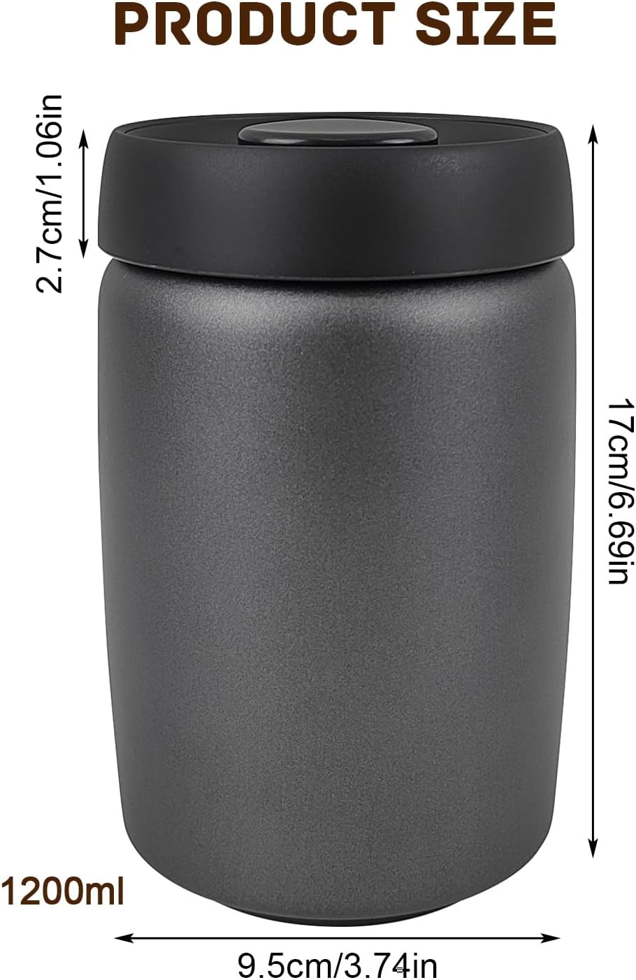 Radianeroryi 1.2L Edelstahl Kaffeedose Vakuumbehälter, Kaffeebohnen behälter, Vakuum Kaffeedose Luft