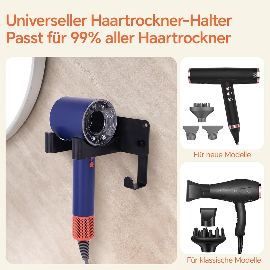 Föhn Halterung Fönhalter Ohne Bohren SUS304 Edelstahl, Wandhalterung fürs Badezimmer, Rostfrei & Sta