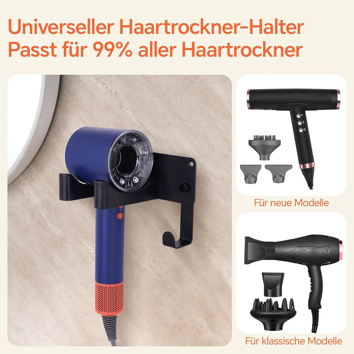 Föhn Halterung Fönhalter Ohne Bohren SUS304 Edelstahl, Wandhalterung fürs Badezimmer, Rostfrei & Sta