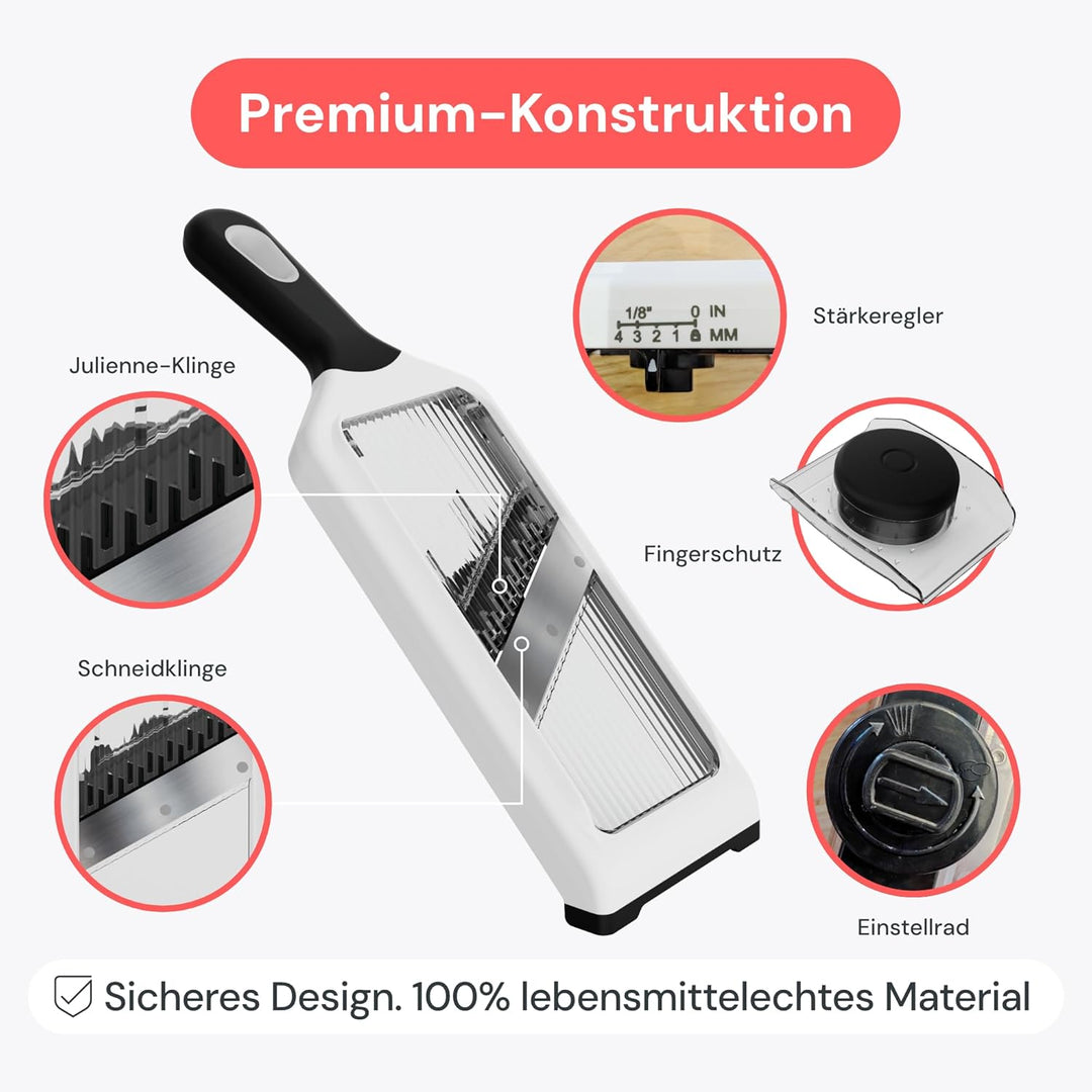 Fullstar 2-in-1 Mandoline Gemüsehobel und Julienneschneider - 4 Verstellbarer Dickeneinstellungen -