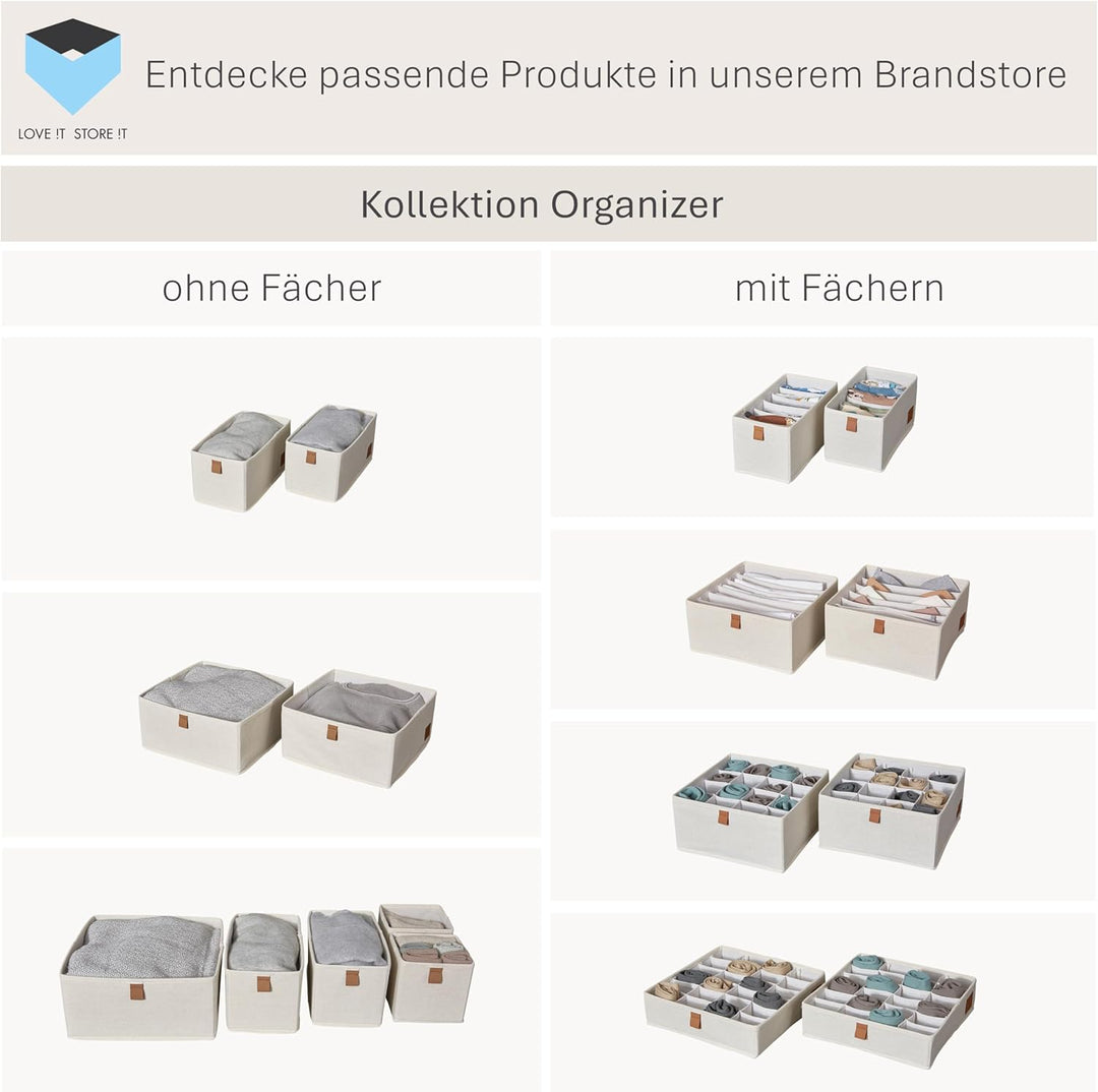LOVE IT STORE IT Premium Schubladen Organizer 2-teilig - Schrank Organizer aus Stoff - 16 Fächer für