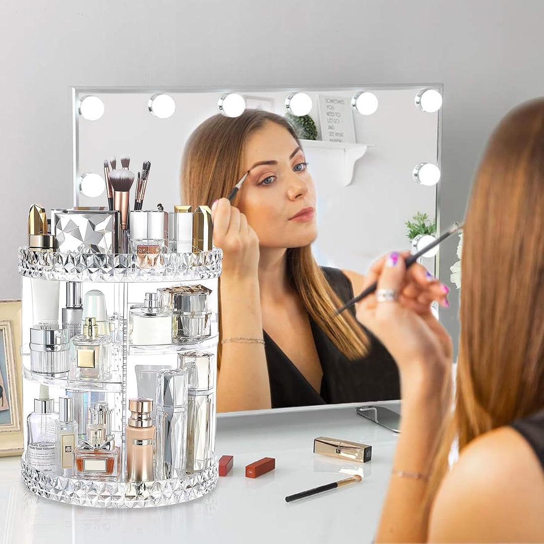 360 Grad drehbarer Make-up-Organizer, Acryl Make-up Organizer für Parfüm Kosmetik Lippenstift, gross