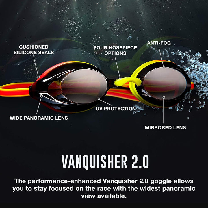 Speedo Vanquisher 2.0 Schwimmbrille, Panorama, blendfrei, beschlagfrei, mit UV-Schutz Regenbogen/Gra