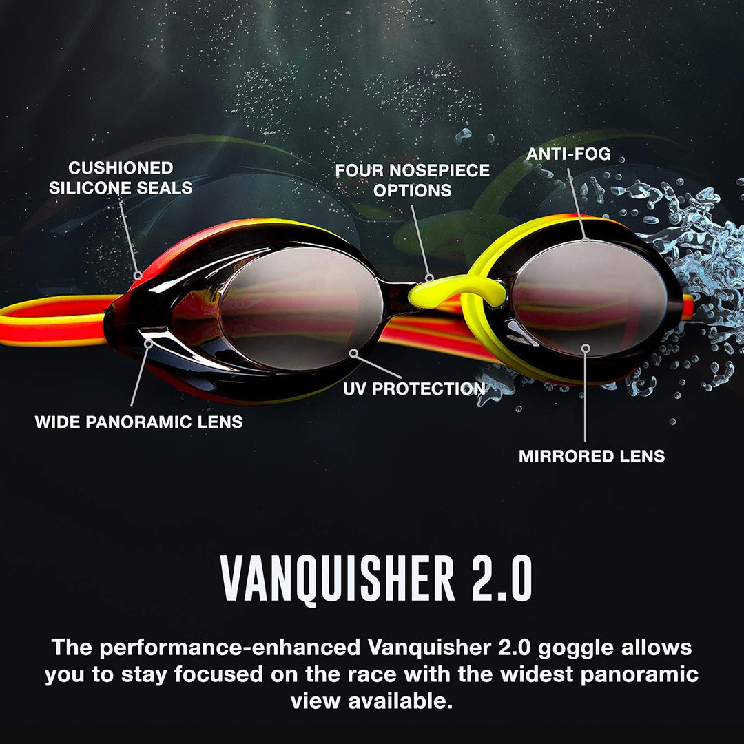 Speedo Vanquisher 2.0 Schwimmbrille, Panorama, blendfrei, beschlagfrei, mit UV-Schutz Blau - Horizon