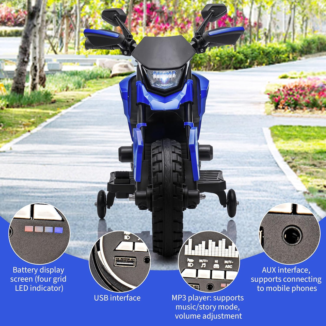 6V Elektro Motorrad Kinder, Kindermotorrad Mit 3 Geschwindigkeiten, Stützrädern, Max 6 Km/h, Bis Zu