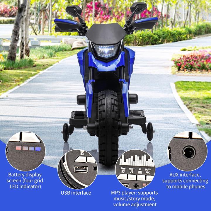 6V Elektro Motorrad Kinder, Kindermotorrad Mit 3 Geschwindigkeiten, Stützrädern, Max 6 Km/h, Bis Zu