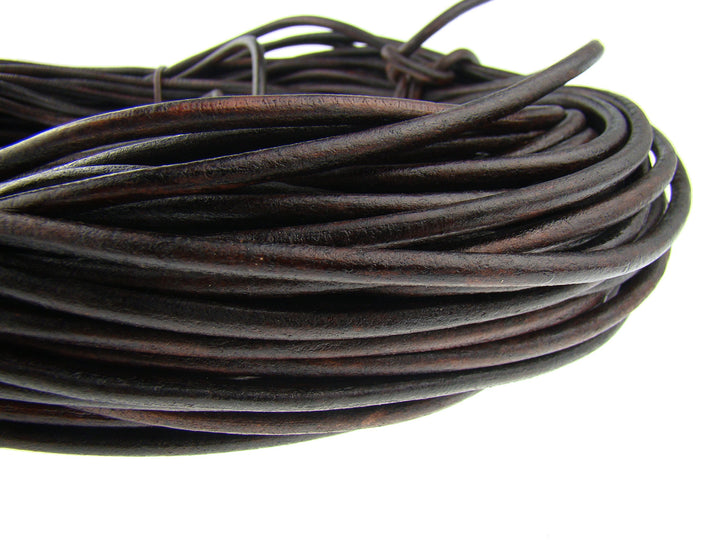 esnado Lederschnur Rund 6 mm. Antik Braun - 10 Meter 10 Meter Antik Braun, 10 Meter Antik Braun