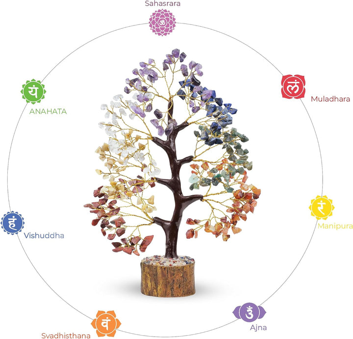 YATHABI Seven Chakra Aura Reinigungsstein Baum Ornament Geschenk Natürliche Heilung Kristall der Lie