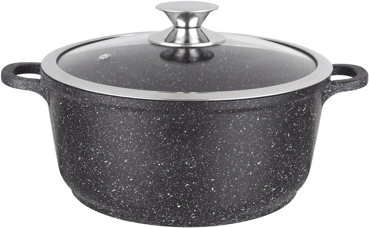 Kamberg – 0008030 – Kochtopf 16 cm – Aluminiumguss – Beschichtung in Steinoptik – Mit Glasdeckel – F