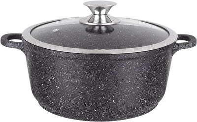 Kamberg – 0008030 – Kochtopf 16 cm – Aluminiumguss – Beschichtung in Steinoptik – Mit Glasdeckel – F