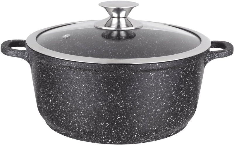 Kamberg – 0008030 – Kochtopf 16 cm – Aluminiumguss – Beschichtung in Steinoptik – Mit Glasdeckel – F