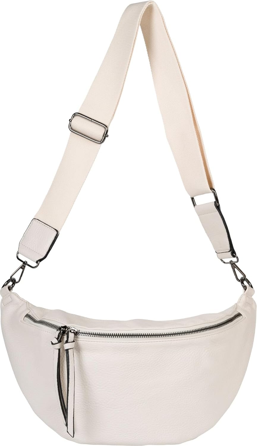 styleBREAKER Damen Halbmond Crossbody Schultertasche, abnehmbarer verstellbarer Schultergurt, Einfar