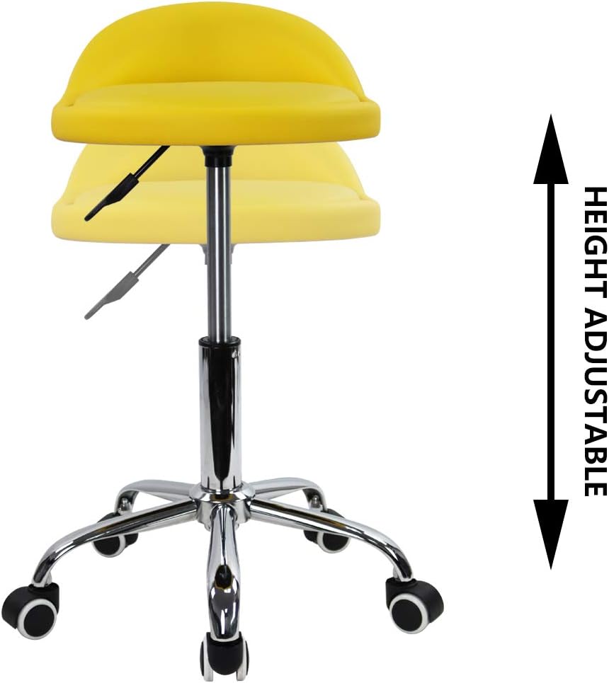 KKTONER Rollhocker mit Rückenlehne höhenverstellbar drehbar Arbeitshocker Drehhocker Rollhocker Büro