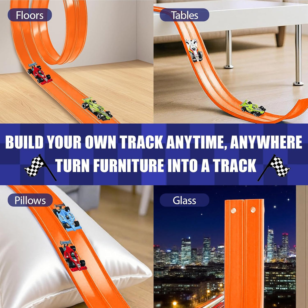 Hot Wheels Bahn 4.5M, Autorennbahn mit 4 Autos, Hotwheels Bahnen Spielzeug, Carrera Bahn Kinder Roll