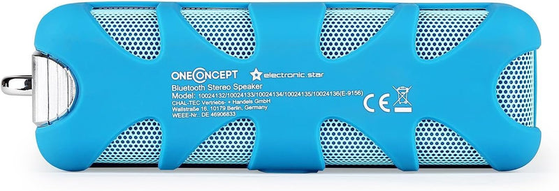 Oneconcept - Blue Know, mobiler Aussenlautsprecher, Bluetooth Lautsprecher, Akku Box, spritzwasserge