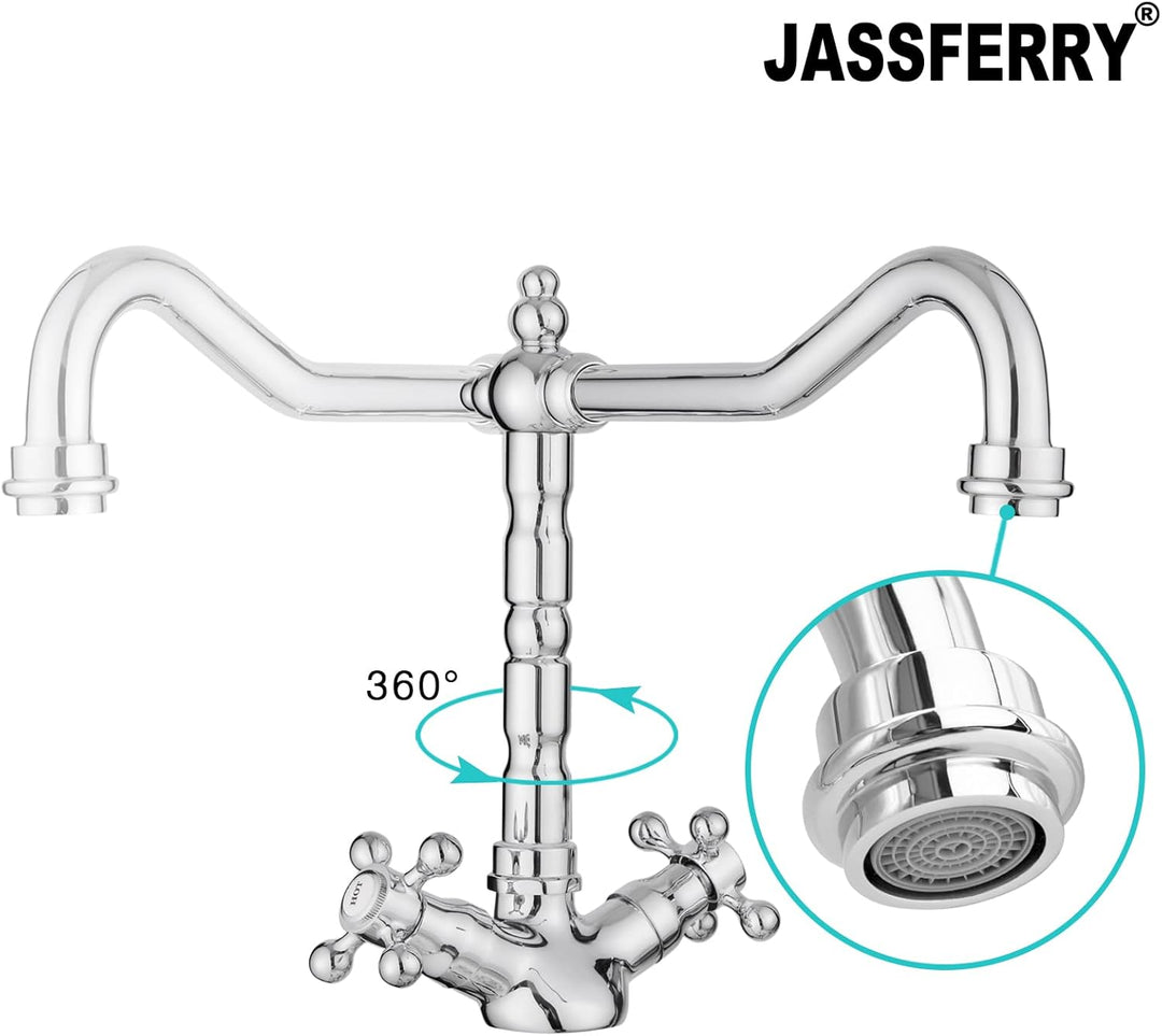 JASSFERRY Monoblock-Mischbatterie für die Küchenspüle, Vintage-Stil, schwenkbarer Auslauf, Flexibili