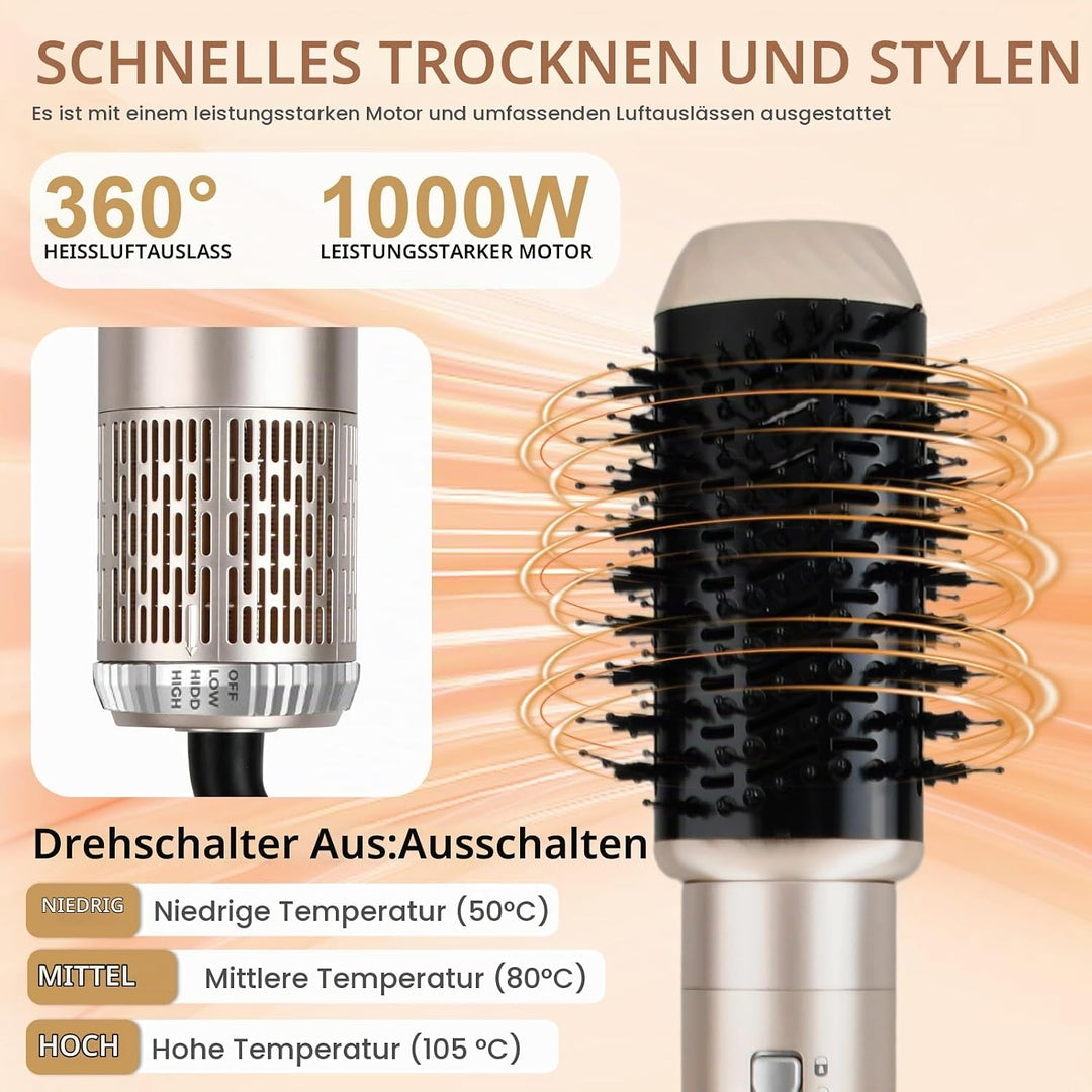 Litinliv 6 In 1 Lockenstab,Hairstyler 6 in 1 Hair Styler set,Lockenstab Warmluft Curler,1000W Haarst