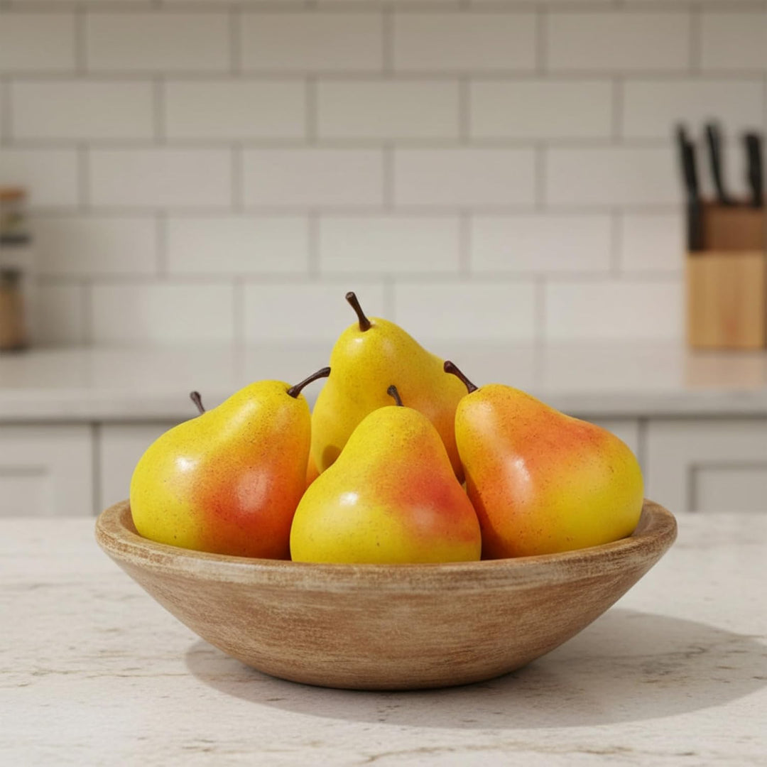 GMMH Künstliche Deko Birne, 5 Stück, Gelb-Mix, Schwere Ausführung, Lebensechtes Plastikobst, Birnen